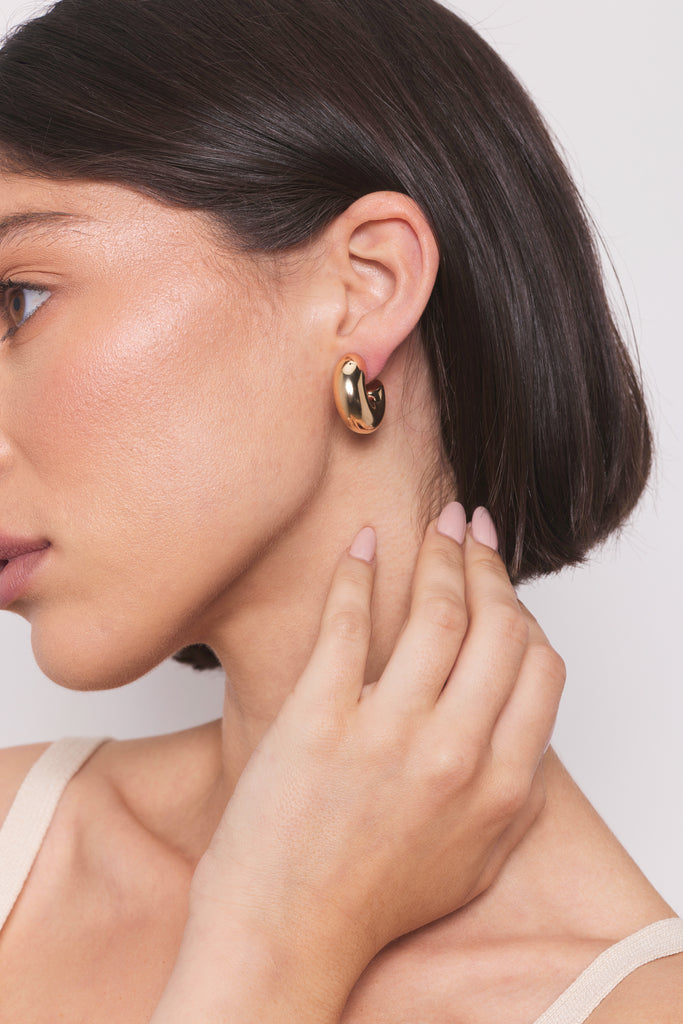 Cole Puffy Hoops, Small Gold