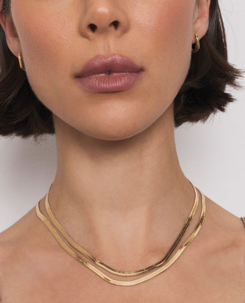 Shaye Herringbone Necklace, Gold