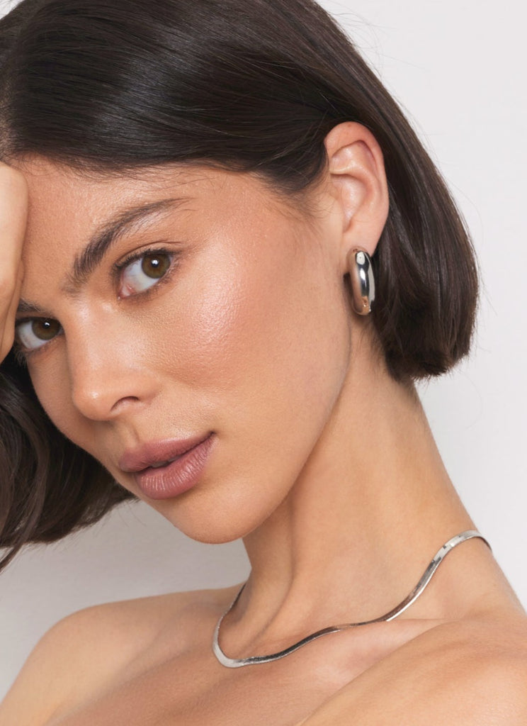 Cole Puffy Hoop, Rhodium