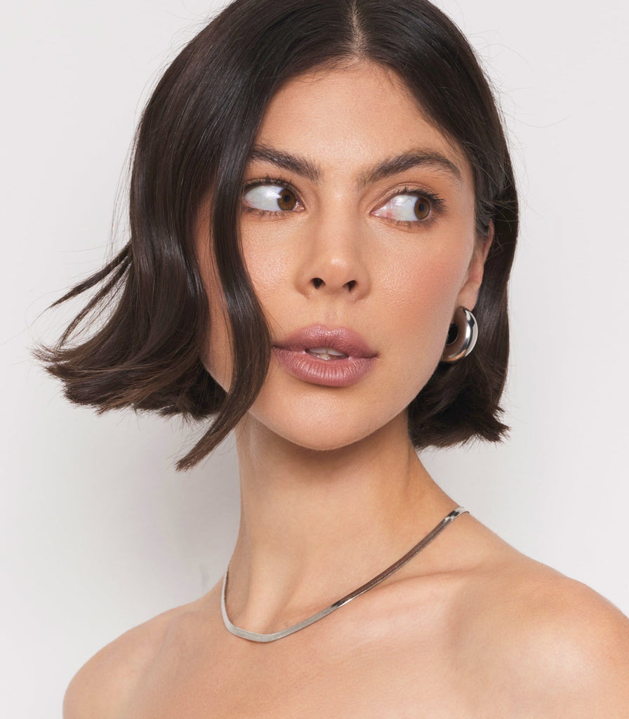 Cole Puffy Hoop, Rhodium