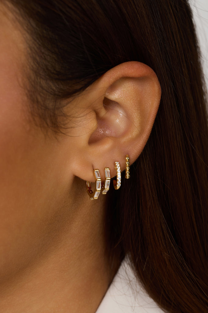 Charly Cz Crescent Hoop, Gold