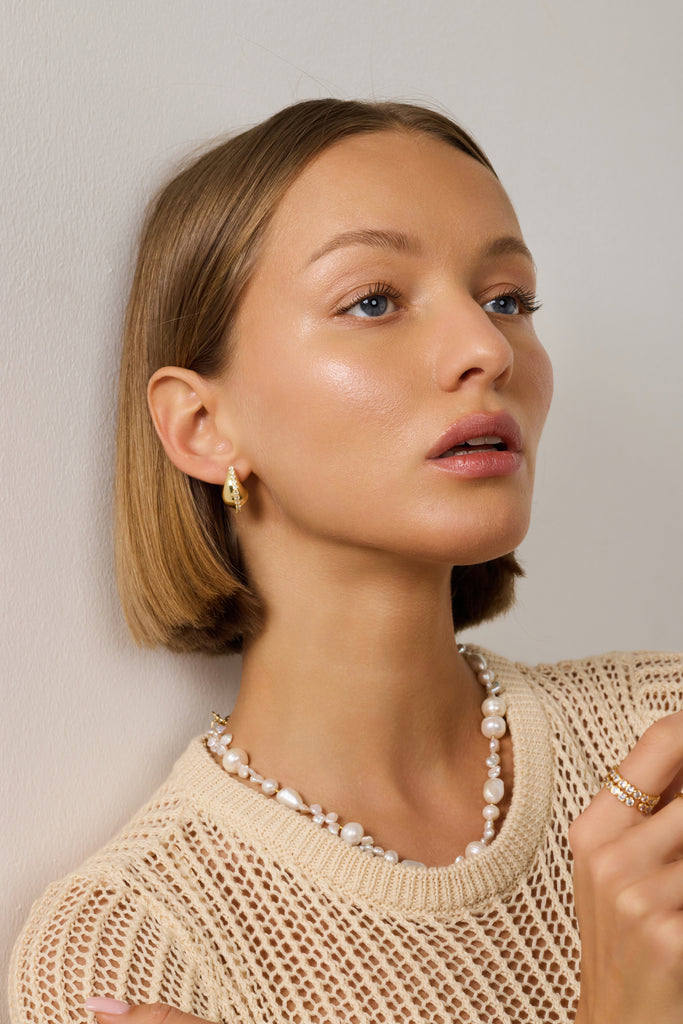 Gianna Cz Teardrop Earring, Gold