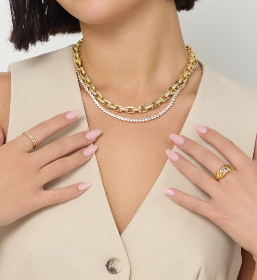 Iced Out Chain Necklace, Gold