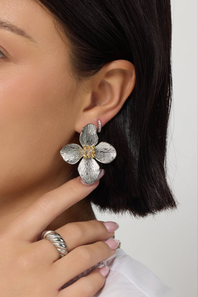 Flora Stud Earring, Silver