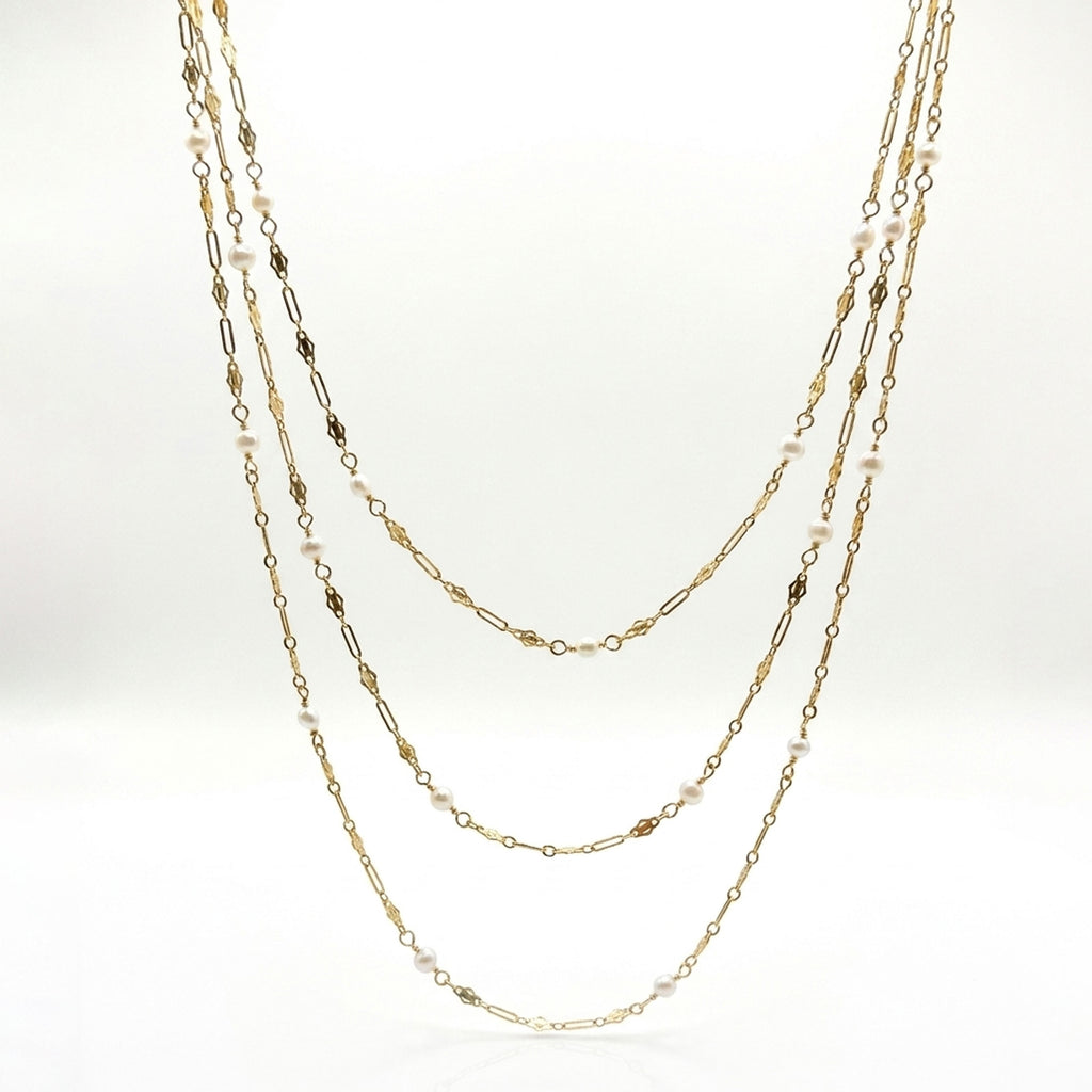 Baby Boho Freshwater Pearl Layering Necklace, Gold