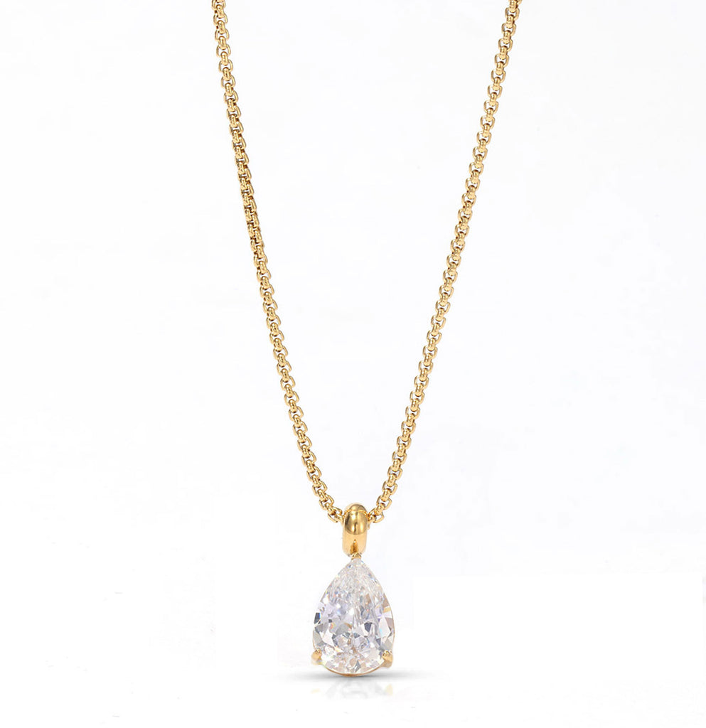 Chase Teardrop Cz Necklace, Gold