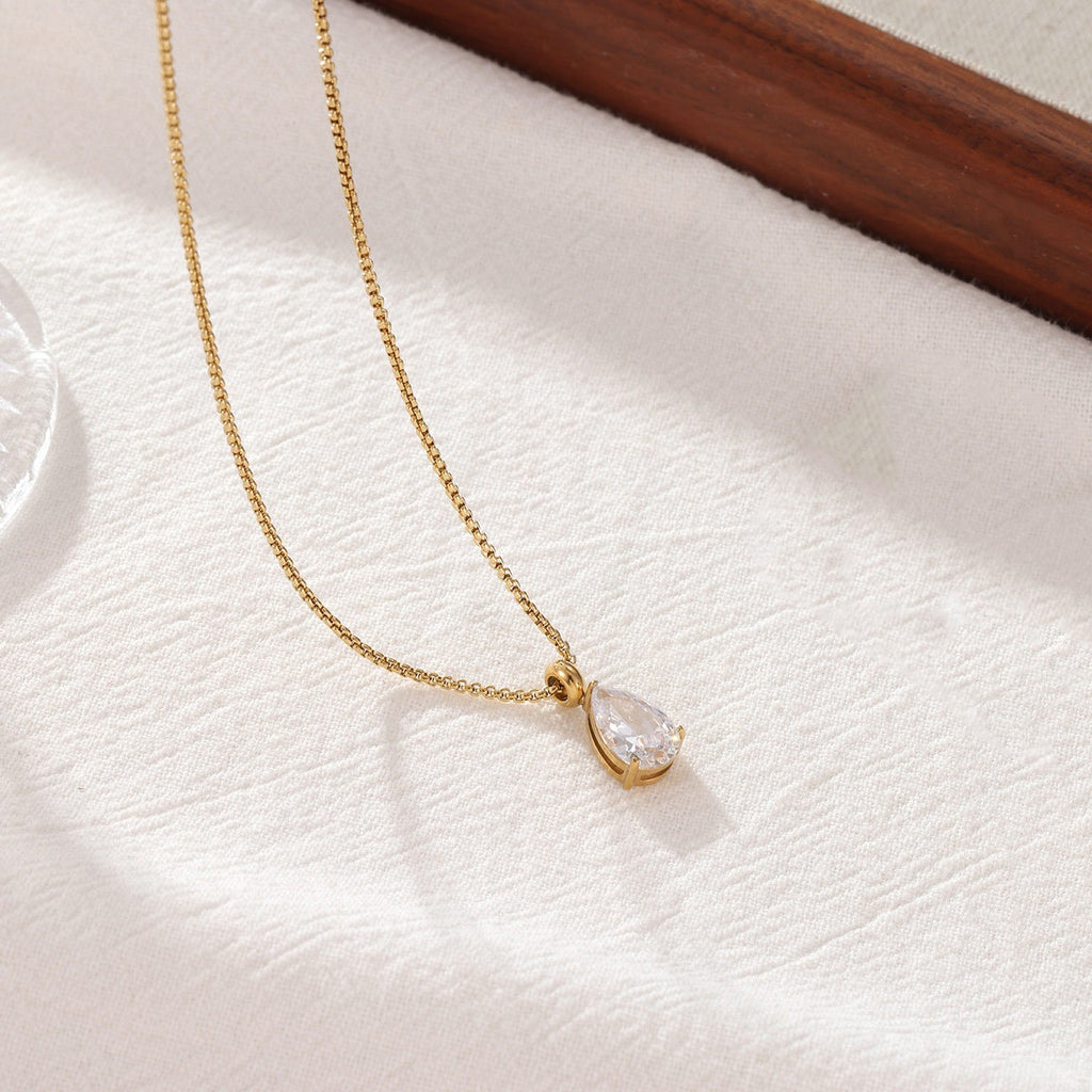Chase Teardrop Cz Necklace, Gold