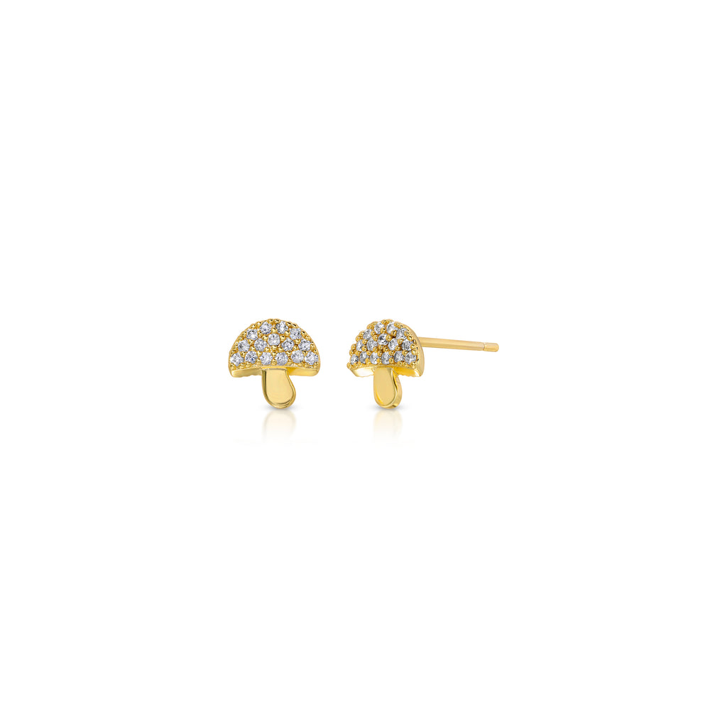 Mushroom Cz Studs, Gold
