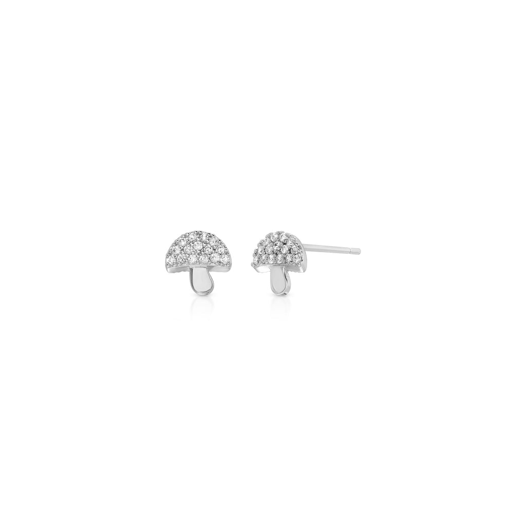 Mushroom Cz Studs, Silver