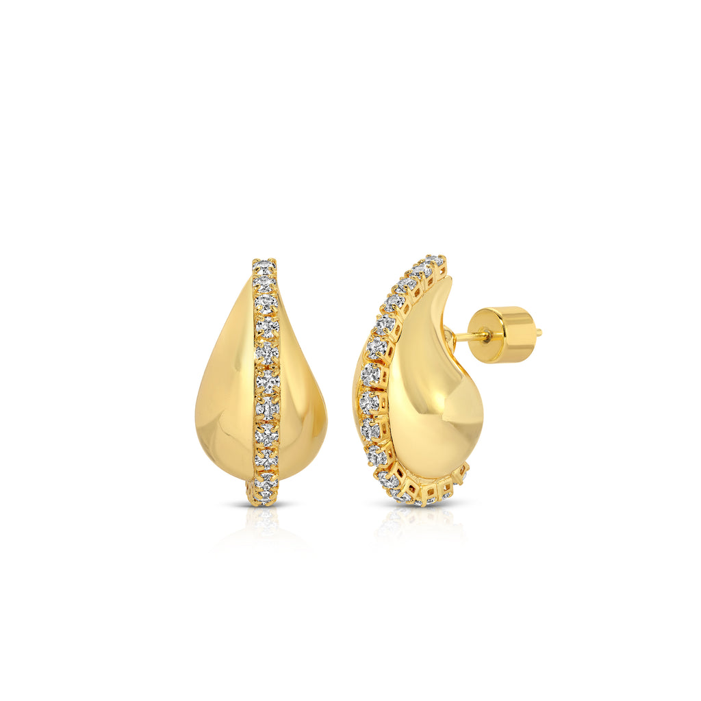Gianna Cz Teardrop Earring, Gold