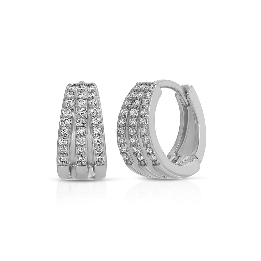 Tatu Triple Row Huggy Hoop, Silver