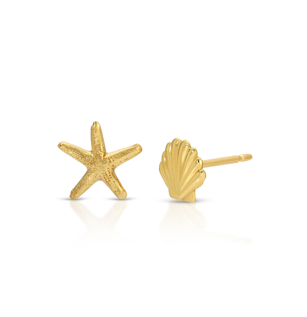 Mismatched Sea Shell Studs
