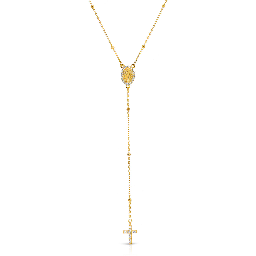Roma Rosary Cz Necklace, Gold
