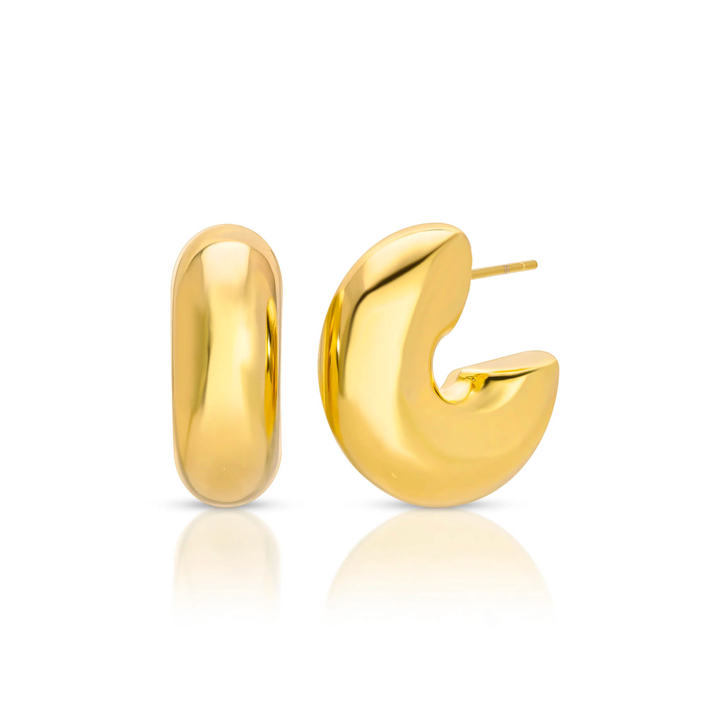 Cole Puffy Hoops, Small Gold