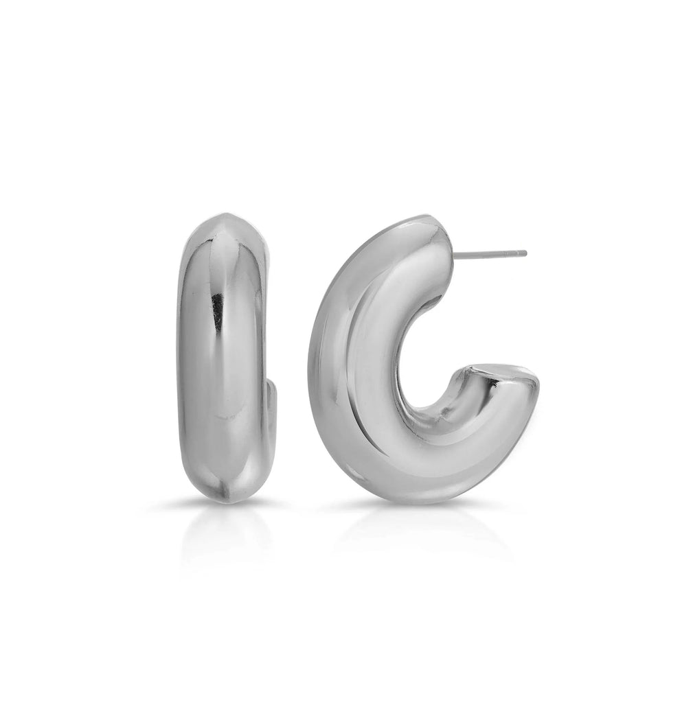 Cole Puffy Hoop, Rhodium