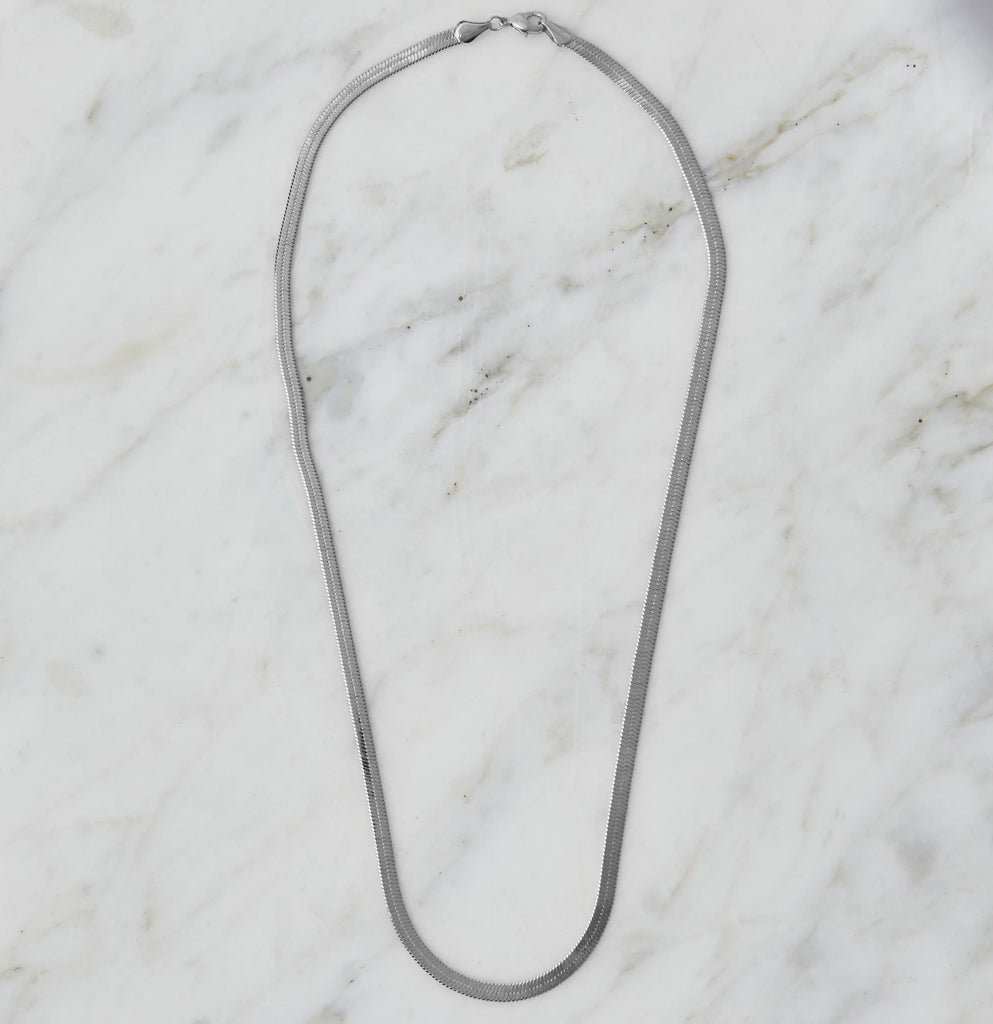 Shaye Herringbone Necklace, Rhodium