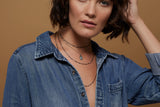 Baby Boho Layering Necklace, Oxidized Silver on Silver with Labradorite