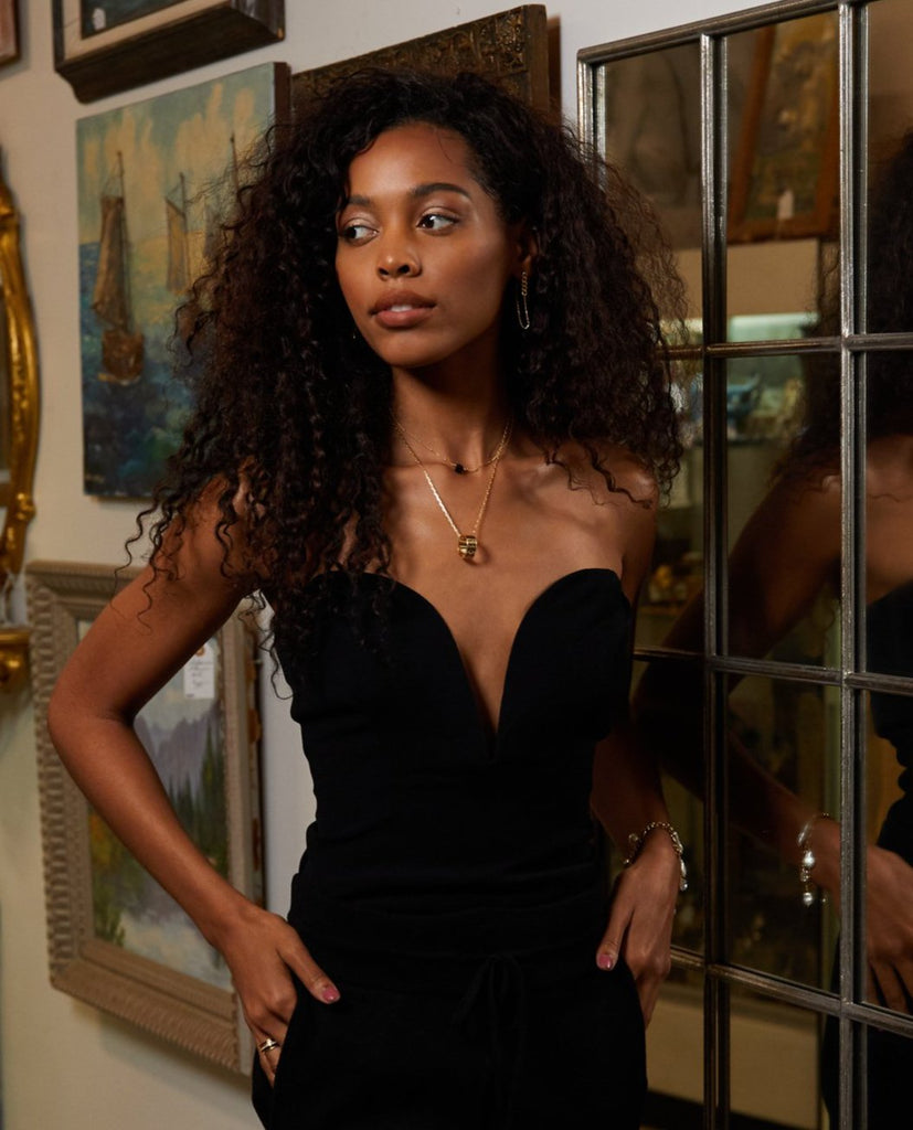 Stone Drop Choker, Black Cz