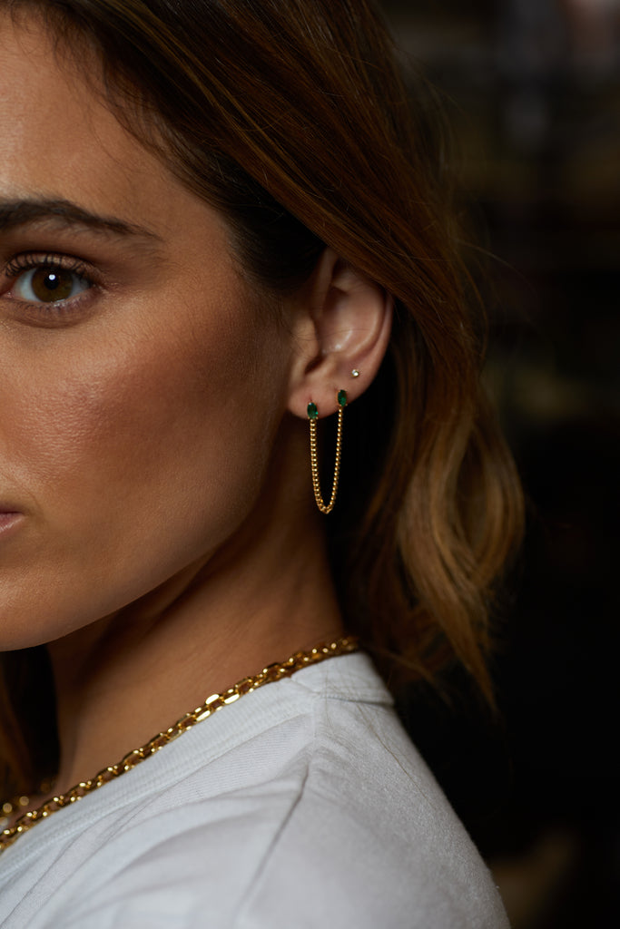 Tova Double Earring, Emerald