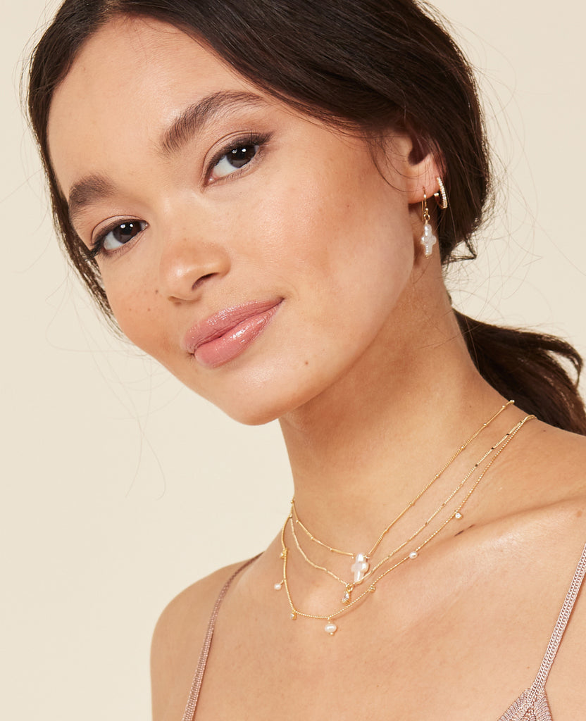 Charity Freshwater Pearl Cross Earrings