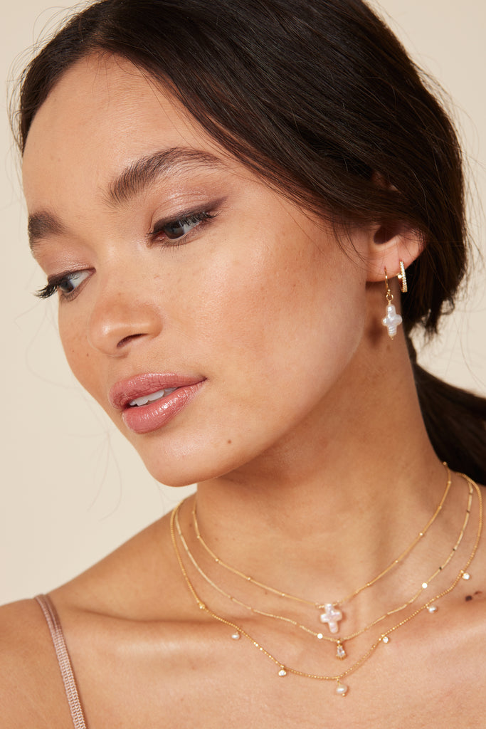 Charity Freshwater Pearl Cross Earrings