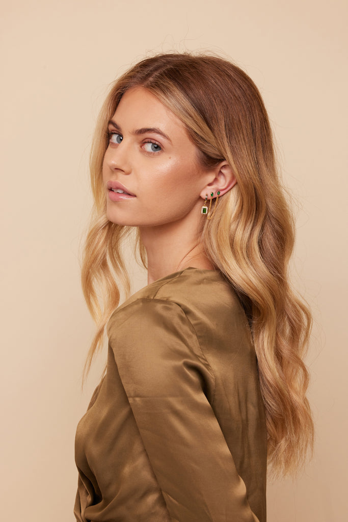 Tova Double Earring, Emerald