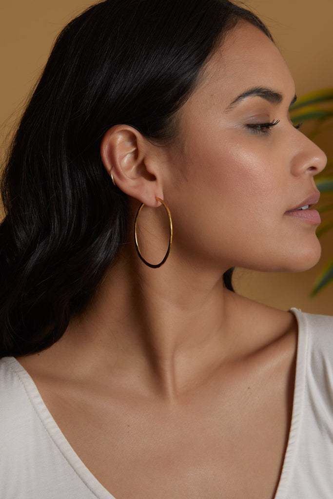 Brushed Hoop Earrings, Gold