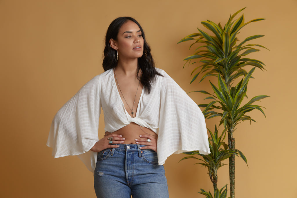 Silver Hot Bod Body Chain, Clear Quartz