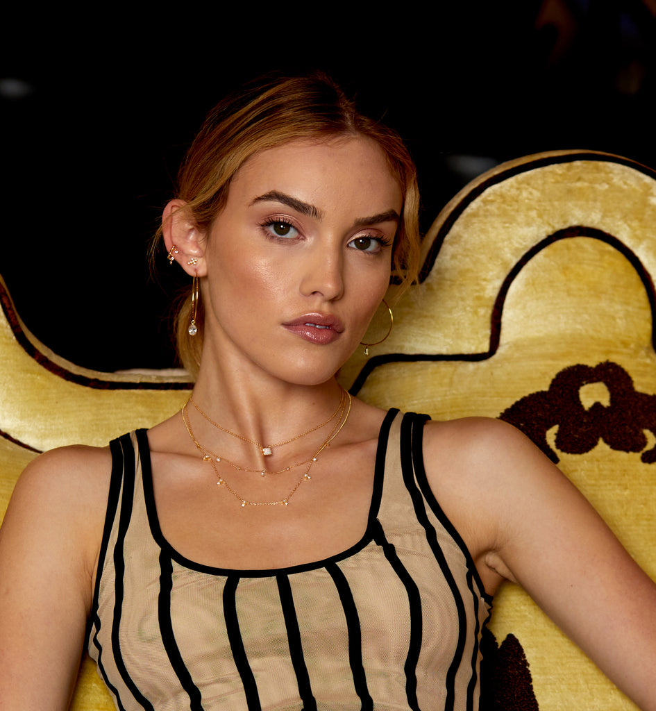 Mira Mismatched Cz Hoops, Gold