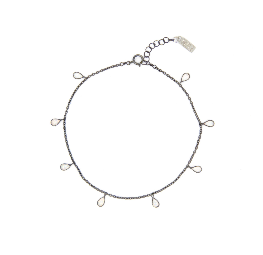 Odessa Opal Drop Anklet Gunmetal