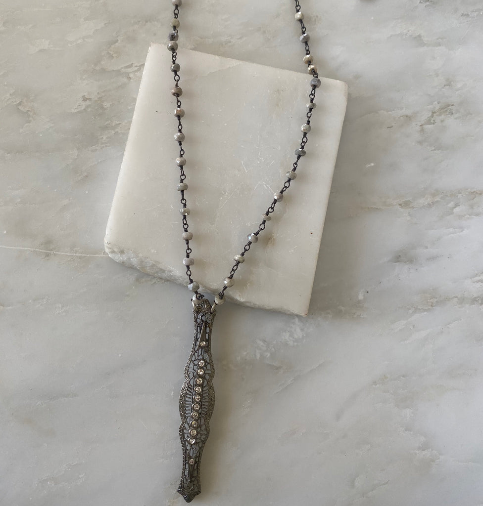 Ivy Vintage Pave Bar Necklace