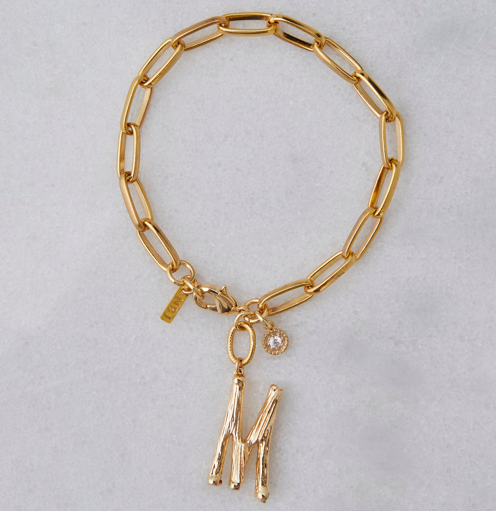 Custom Medium Initial Link Charm Bracelet