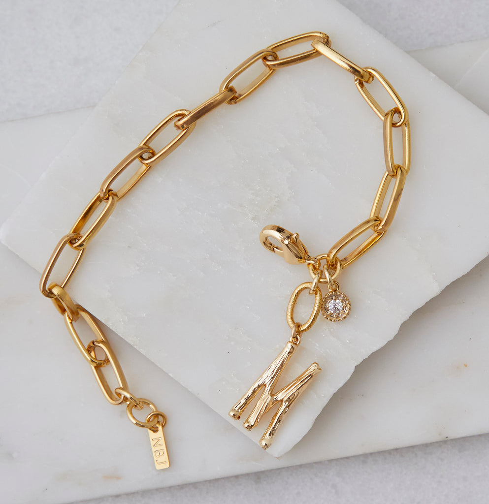 Custom Medium Initial Link Charm Bracelet