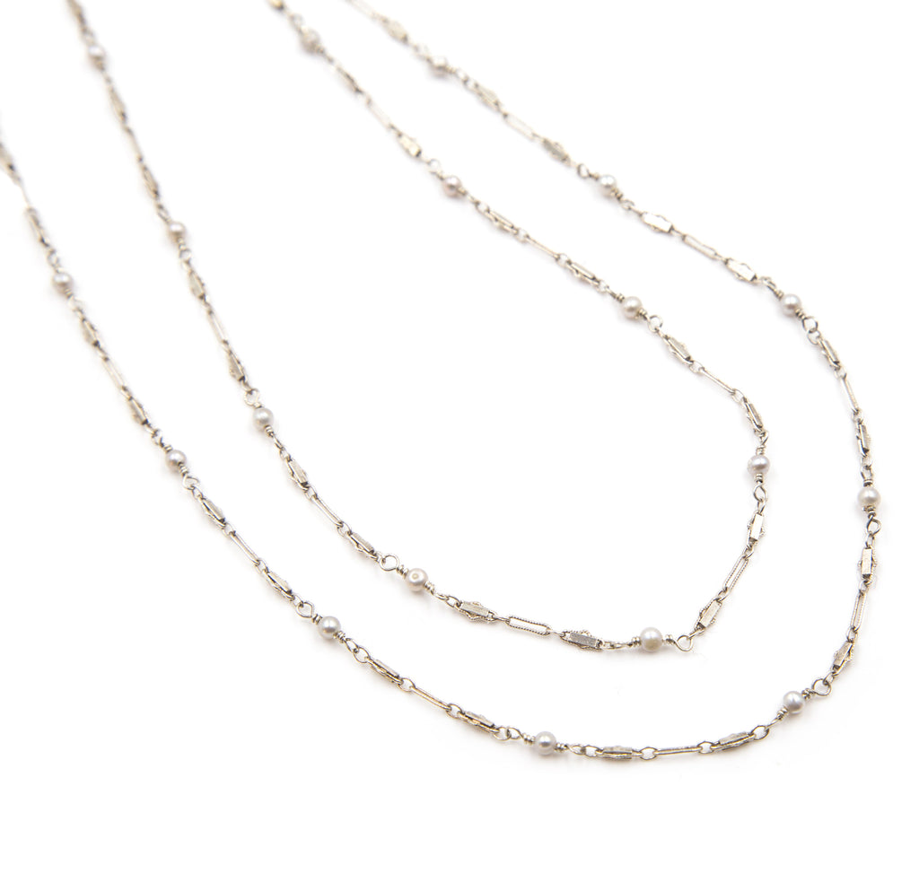 Baby Boho Freshwater Pearl Layering Necklace, Silver