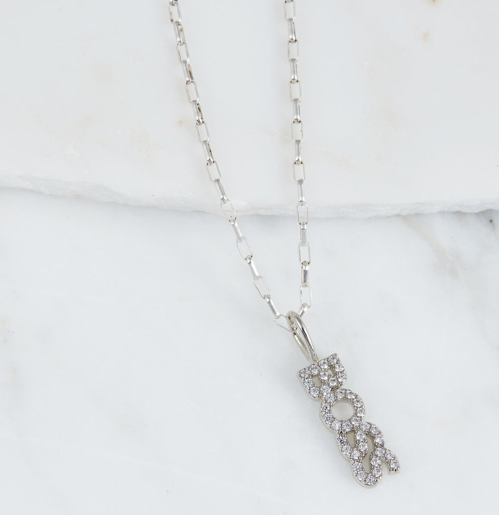 Boss Cz Necklace, Rhodium