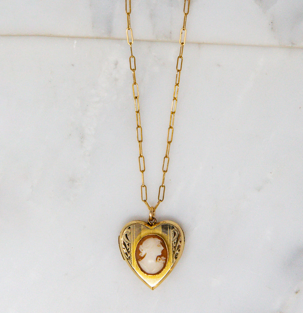 Vintage Cori Cameo Heart Locket