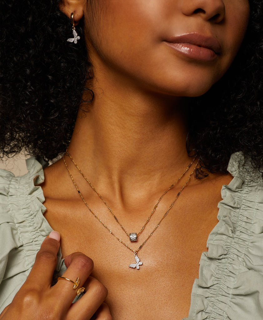 Mariposa, Rhodium Necklace