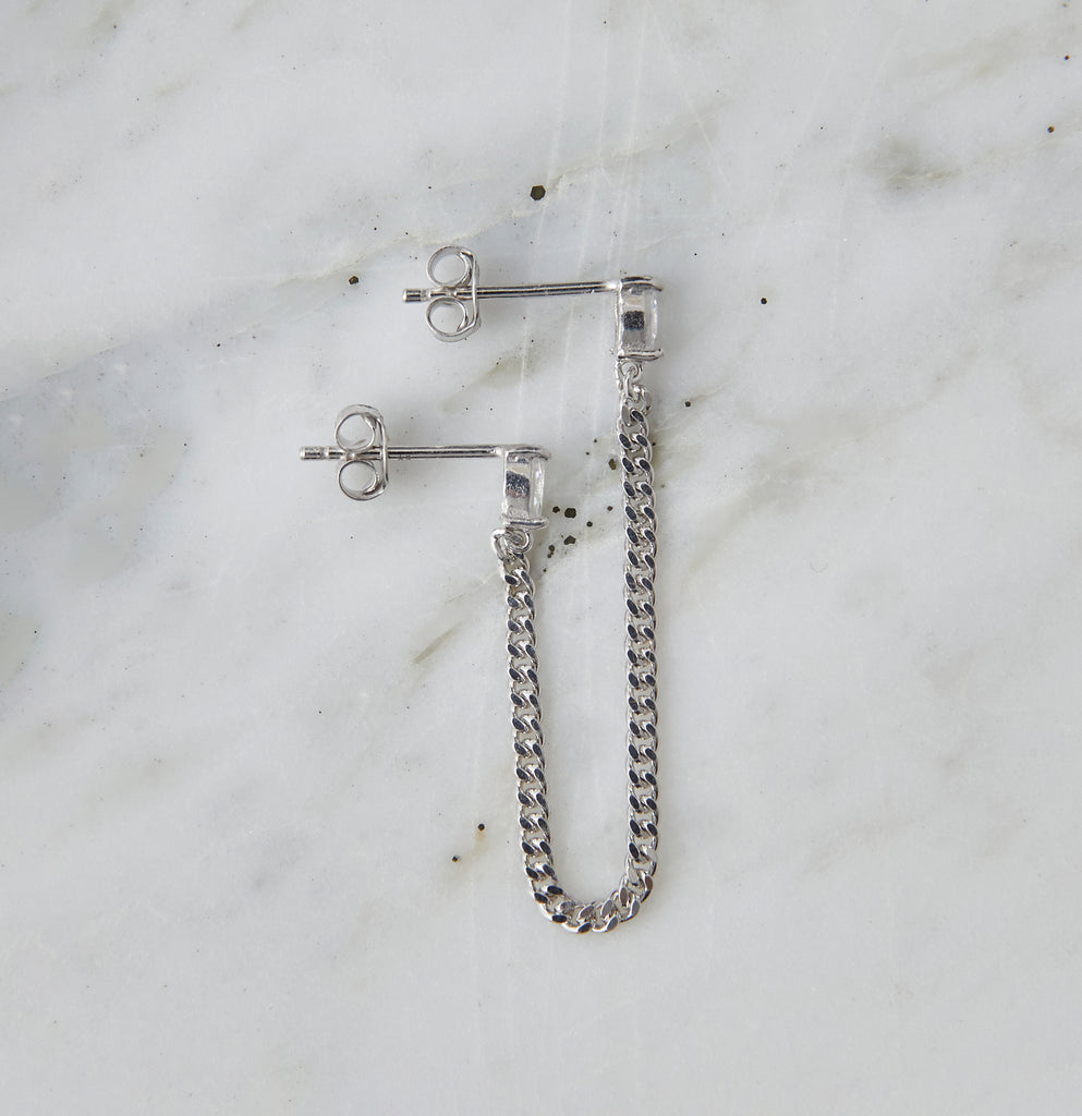 Tova Double Earring - Silver, Clear CZ