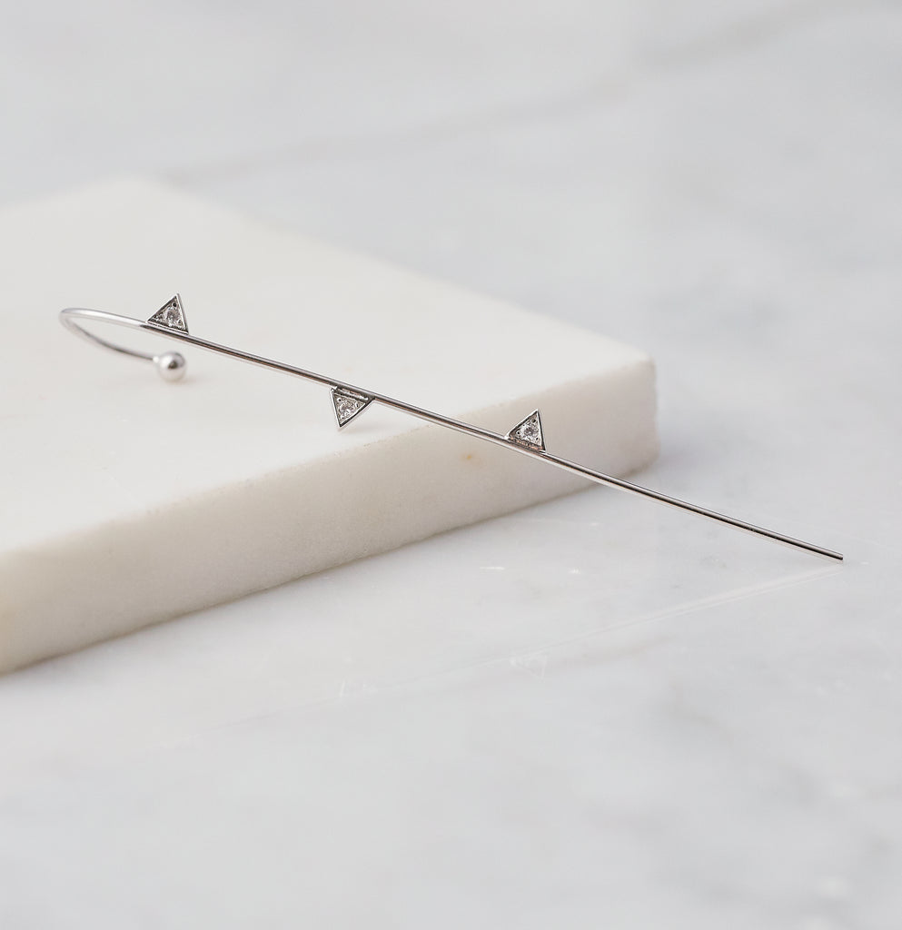 Gio Bar Pin Ear Cuff, Silver