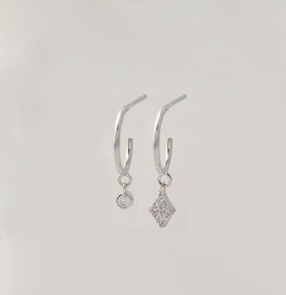 Astrid Mismatched Tiny Hoops, Silver