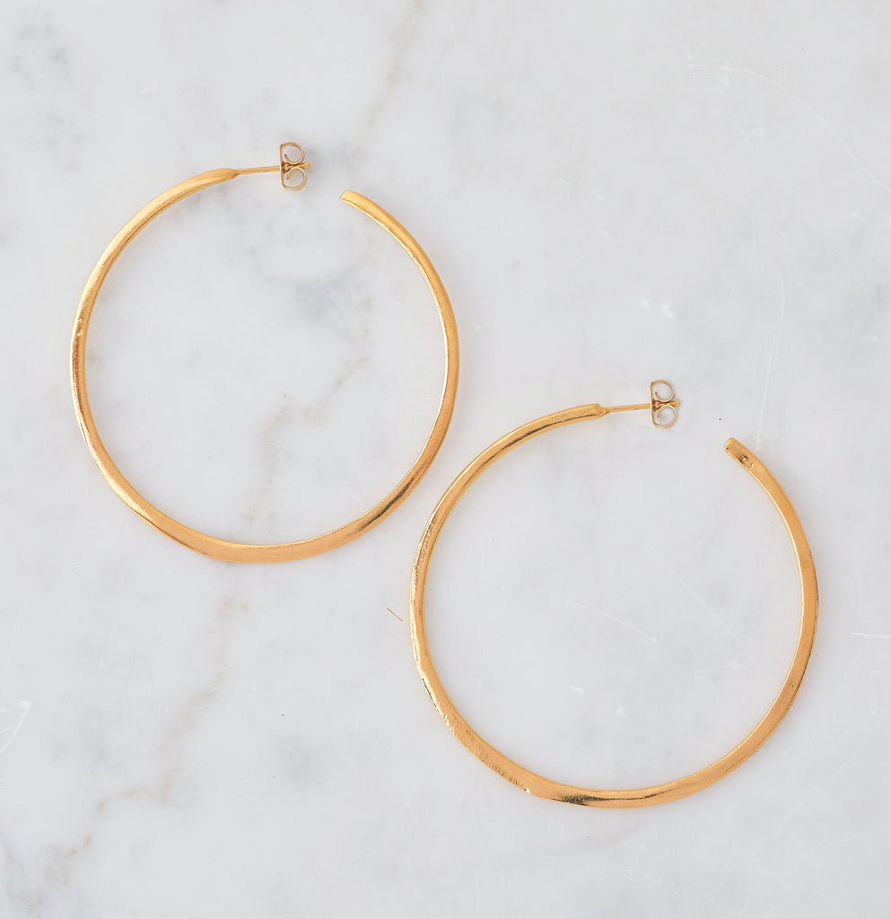 Brushed Hoop Earrings, Gold