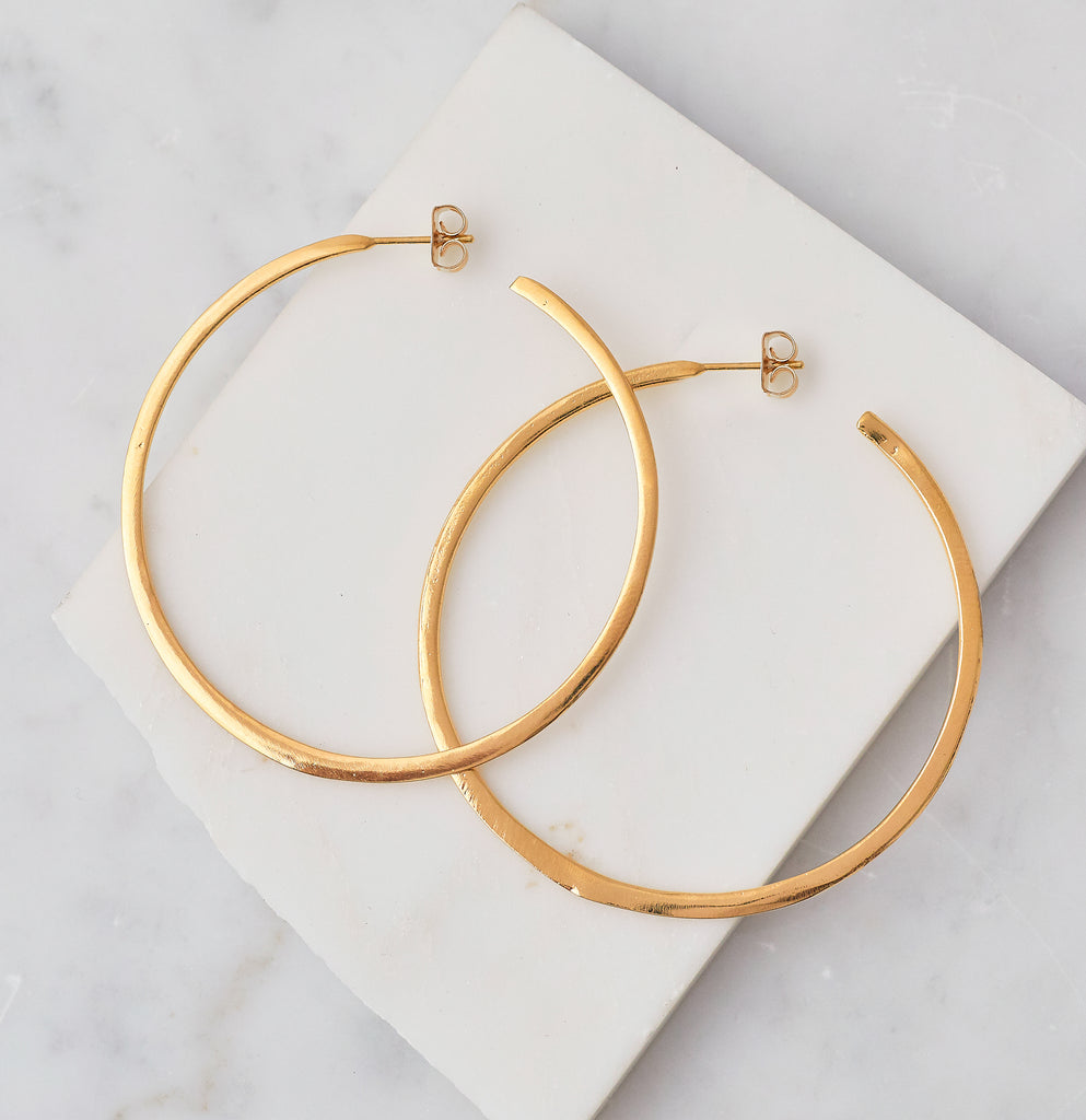 Brushed Hoop Earrings, Gold
