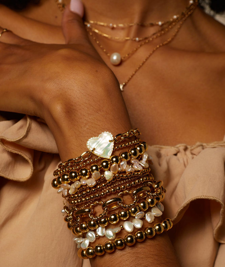 "Femi" Vintage Mother of Pearl Heart Bracelet