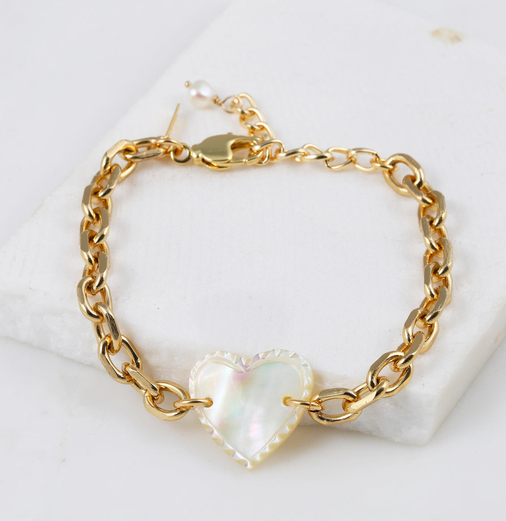 "Femi" Vintage Mother of Pearl Heart Bracelet