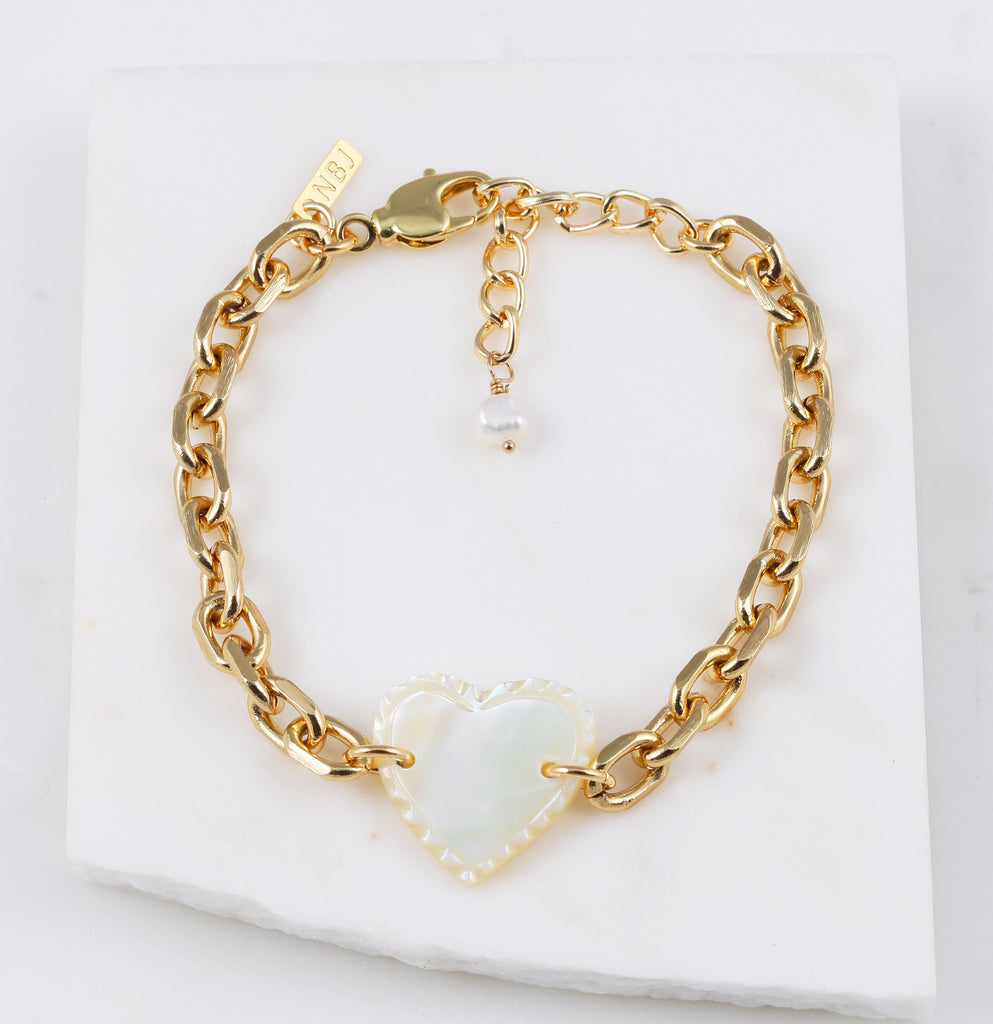 "Femi" Vintage Mother of Pearl Heart Bracelet