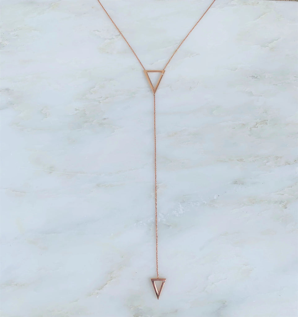 Its Goin Down Lariat Necklace, Rose Gold