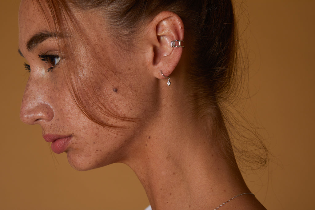 Astrid Mismatched Tiny Hoops, Silver