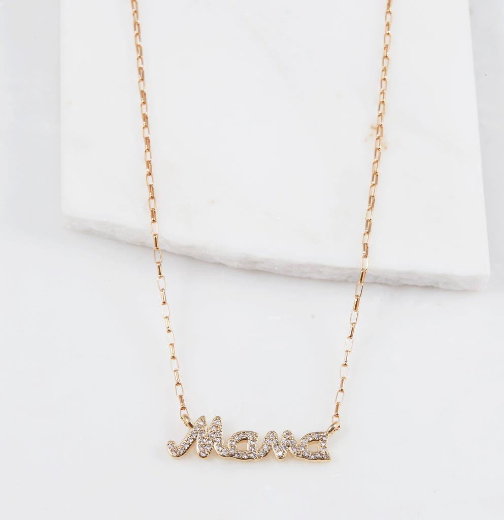 Mama Cz Necklace, Gold