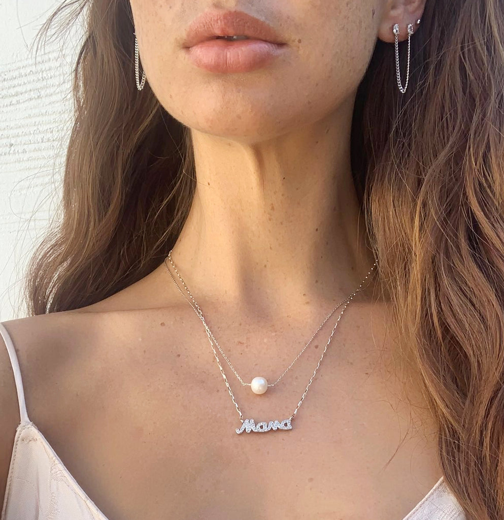 Mama Cz Necklace, Silver