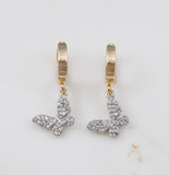 Mariposa Butterfly Huggy Hoops, Rhodium